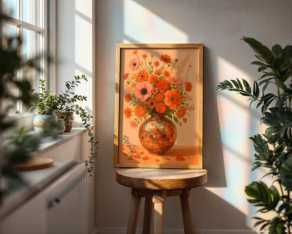 Blumenstrauß in Discokugel